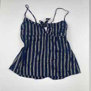Y2K Victoria's Secret Striped Bow Cami in Navy + Gold Women's Size Small